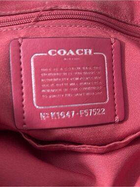 Coach Pink Leather Shoulder Bag with Silver Logo Plaque